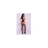 Bodystocking en résille noire imprimé floral 